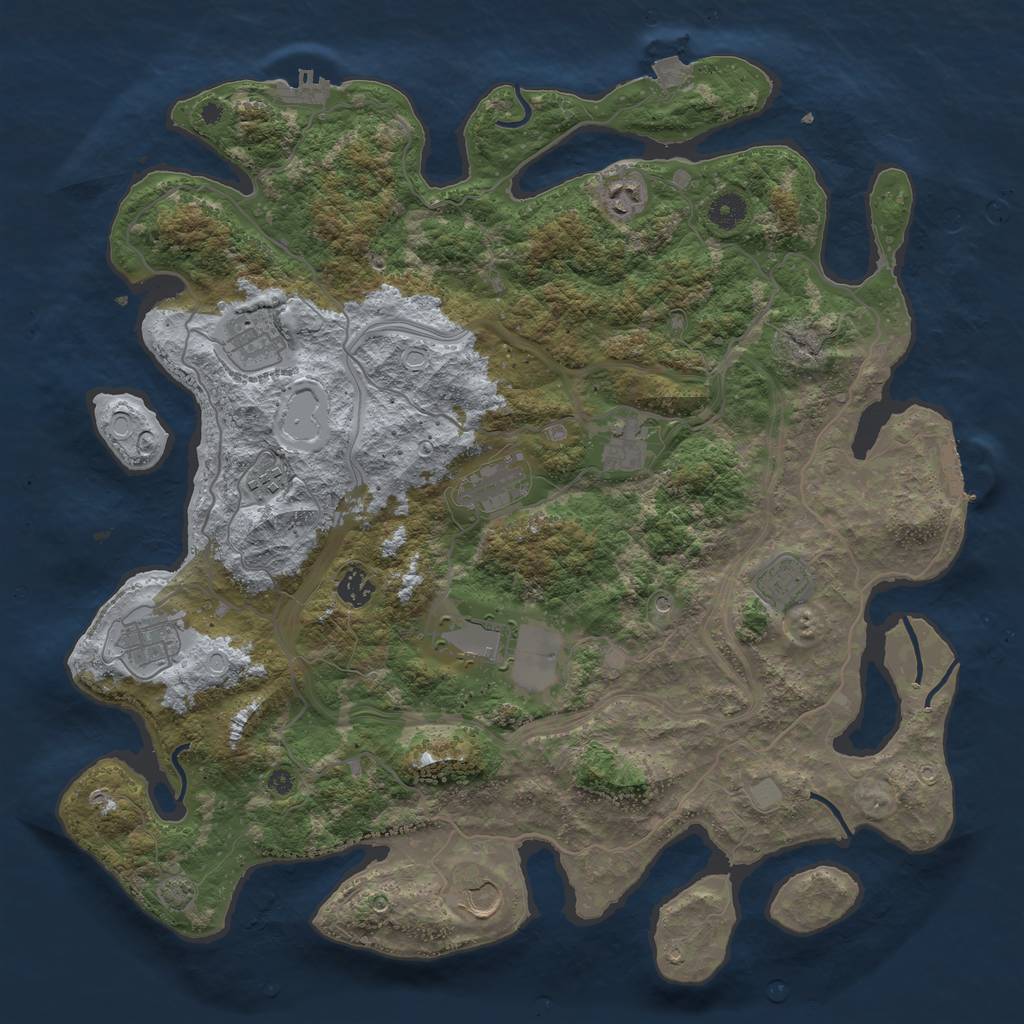 Rust Map: Procedural Map, Size: 4250, Seed: 1790253401, 17 Monuments