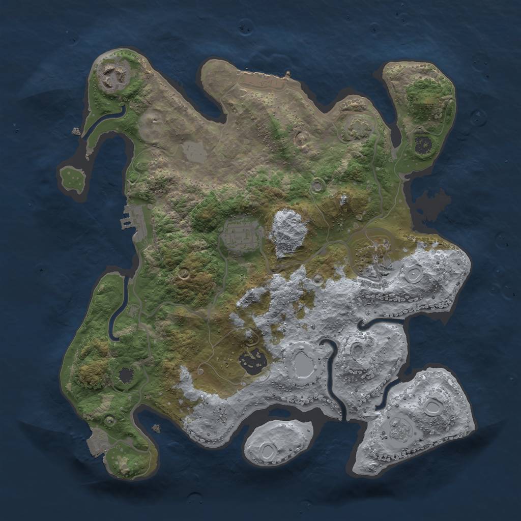 Rust Map: Procedural Map, Size: 3000, Seed: 2140070598, 11 Monuments