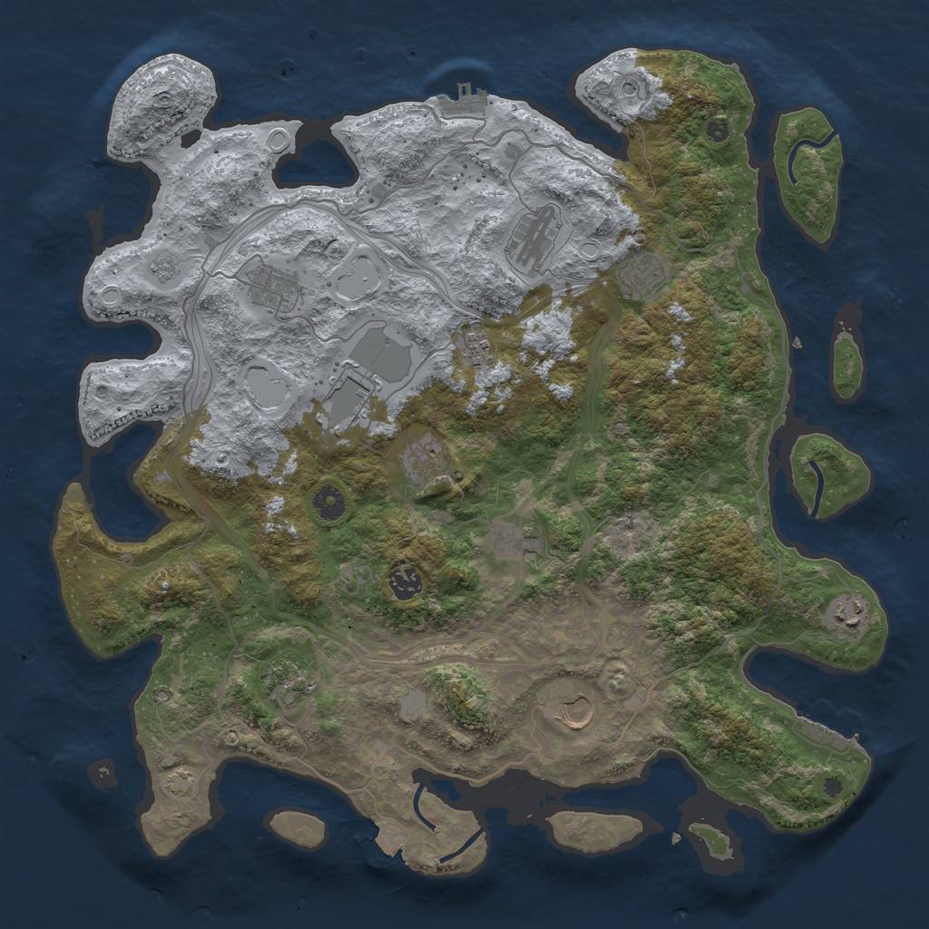 Rust Map: Procedural Map, Size: 4250, Seed: 1109887202, 19 Monuments