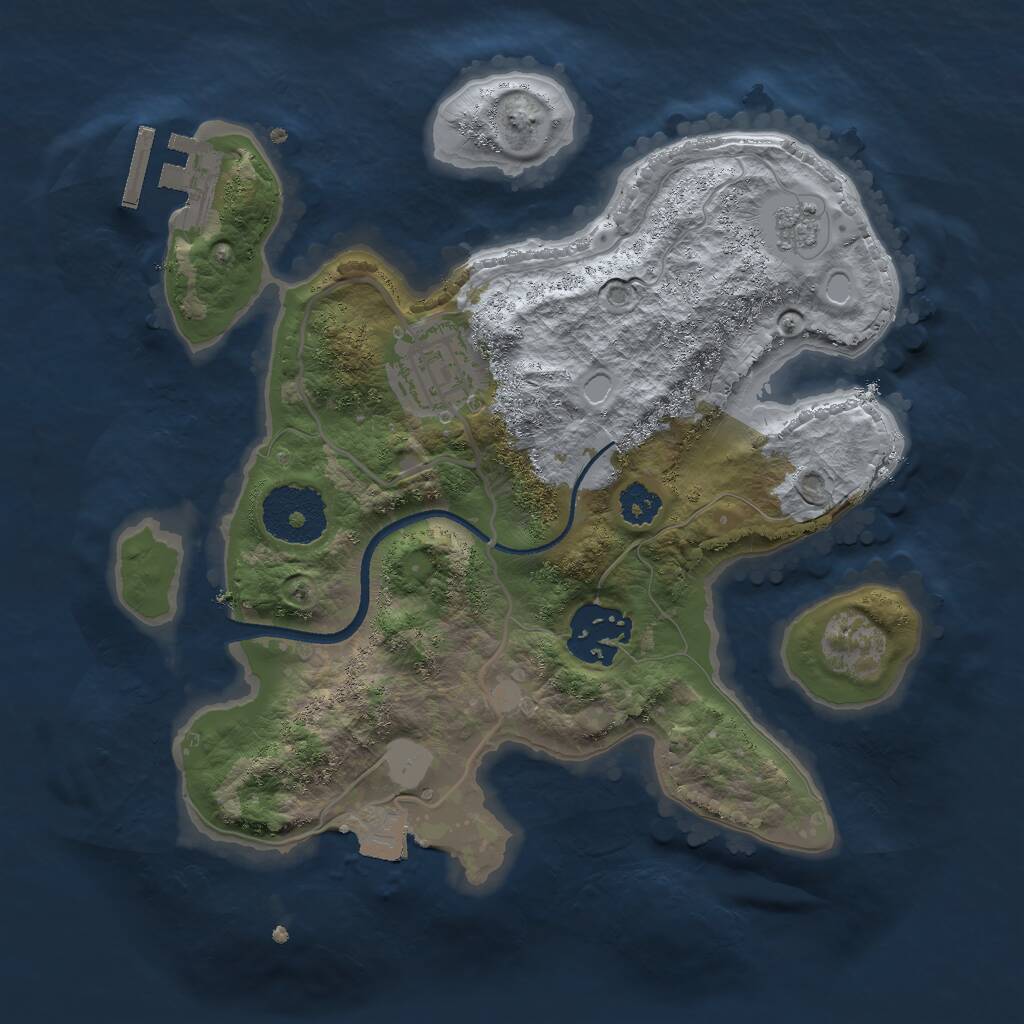 Rust Map: Procedural Map, Size: 2500, Seed: 811067232, 5 Monuments