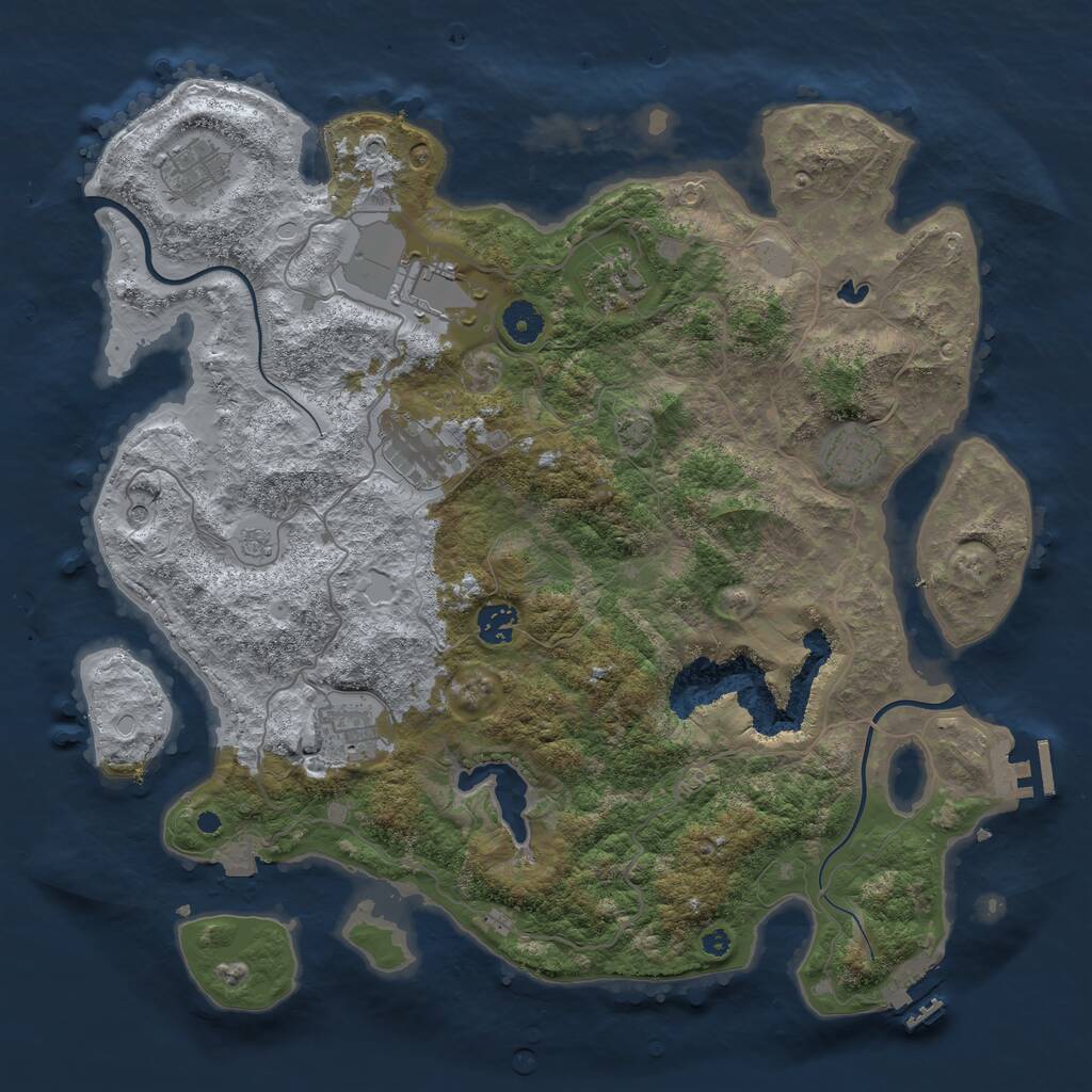 Rust Map: Procedural Map, Size: 4000, Seed: 280761, 13 Monuments