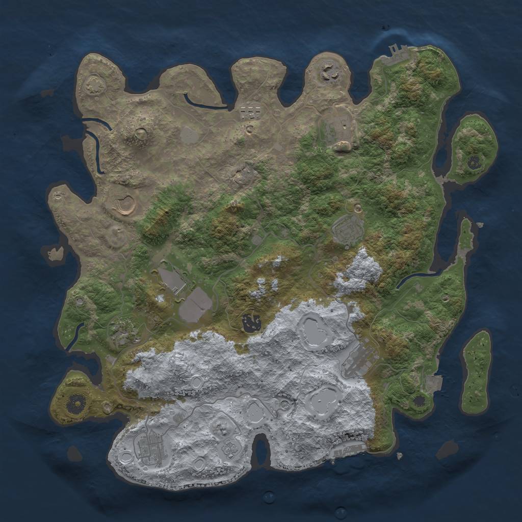 Rust Map: Procedural Map, Size: 3950, Seed: 31192070, 18 Monuments