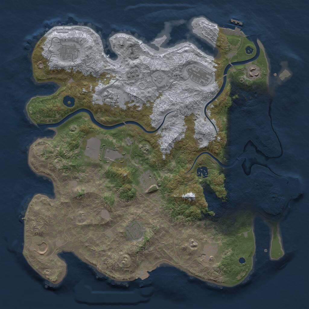 Rust Map: Procedural Map, Size: 3950, Seed: 86555275, 17 Monuments