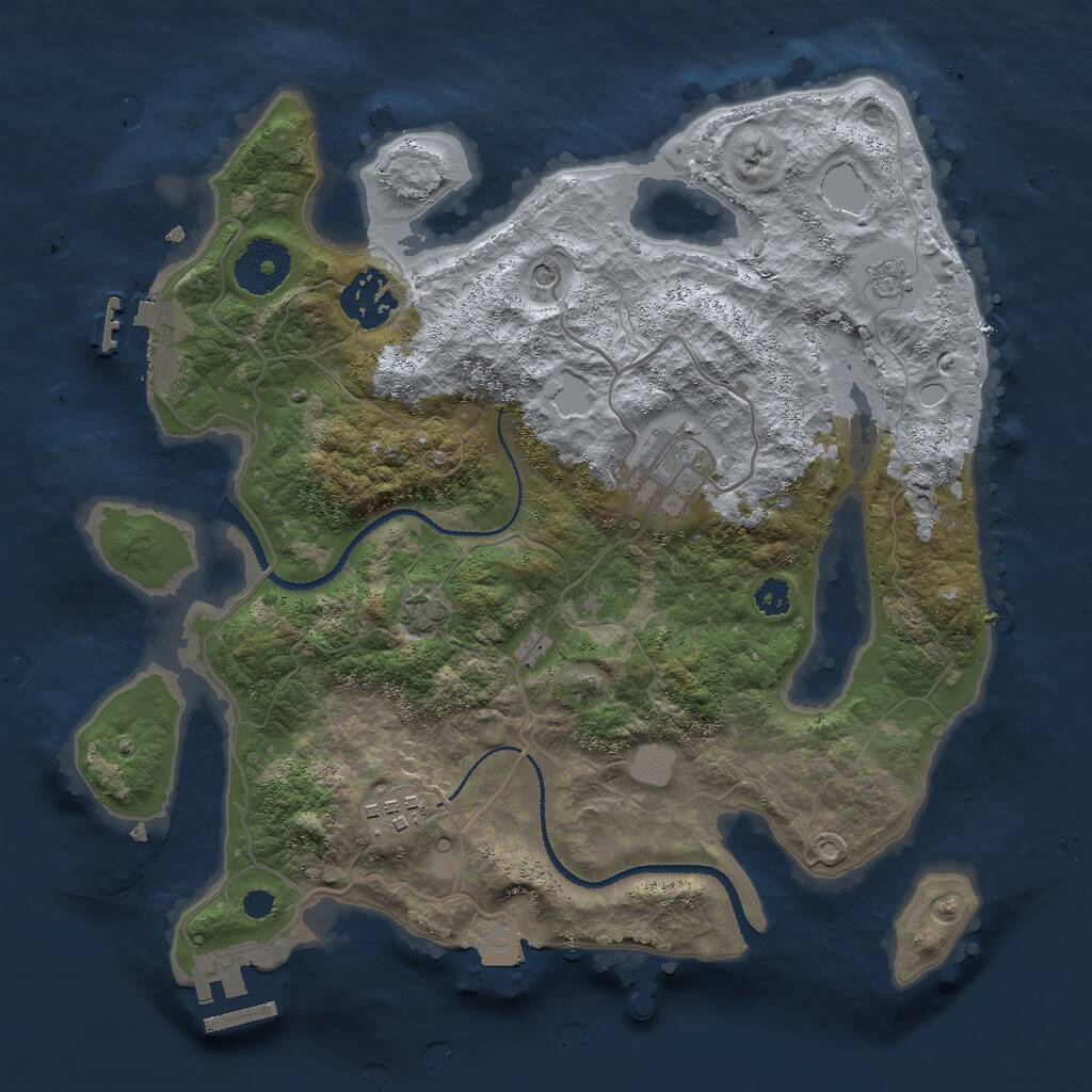 Rust Map: Procedural Map, Size: 3000, Seed: 280104174, 9 Monuments