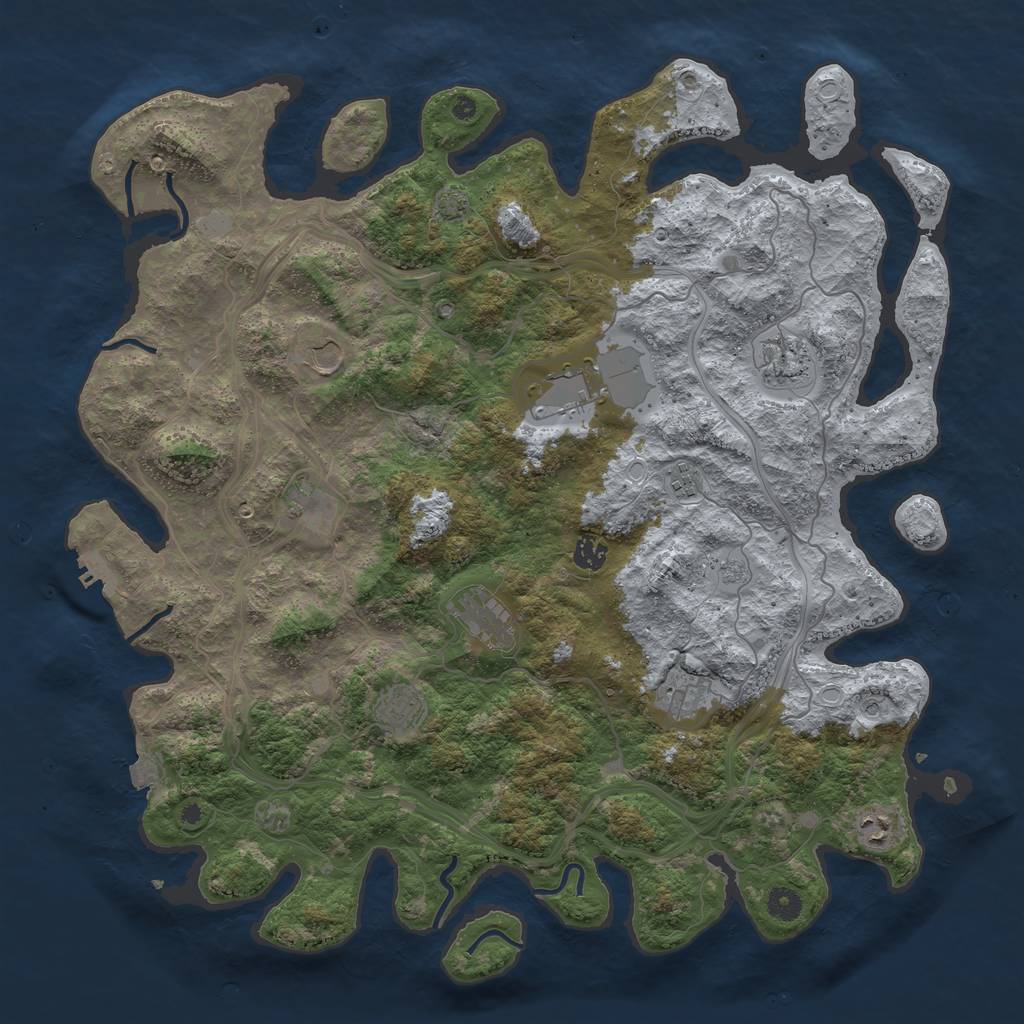 Rust Map: Procedural Map, Size: 4500, Seed: 66746686, 17 Monuments