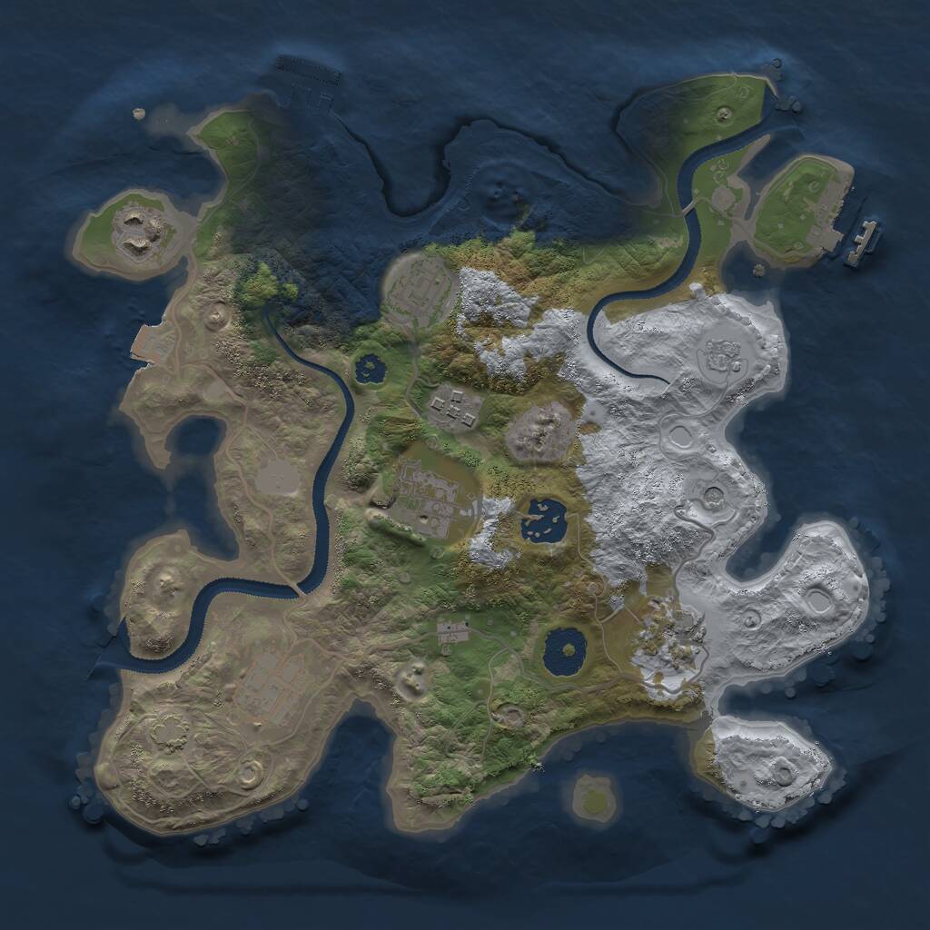 Rust Map: Procedural Map, Size: 3000, Seed: 28315, 13 Monuments