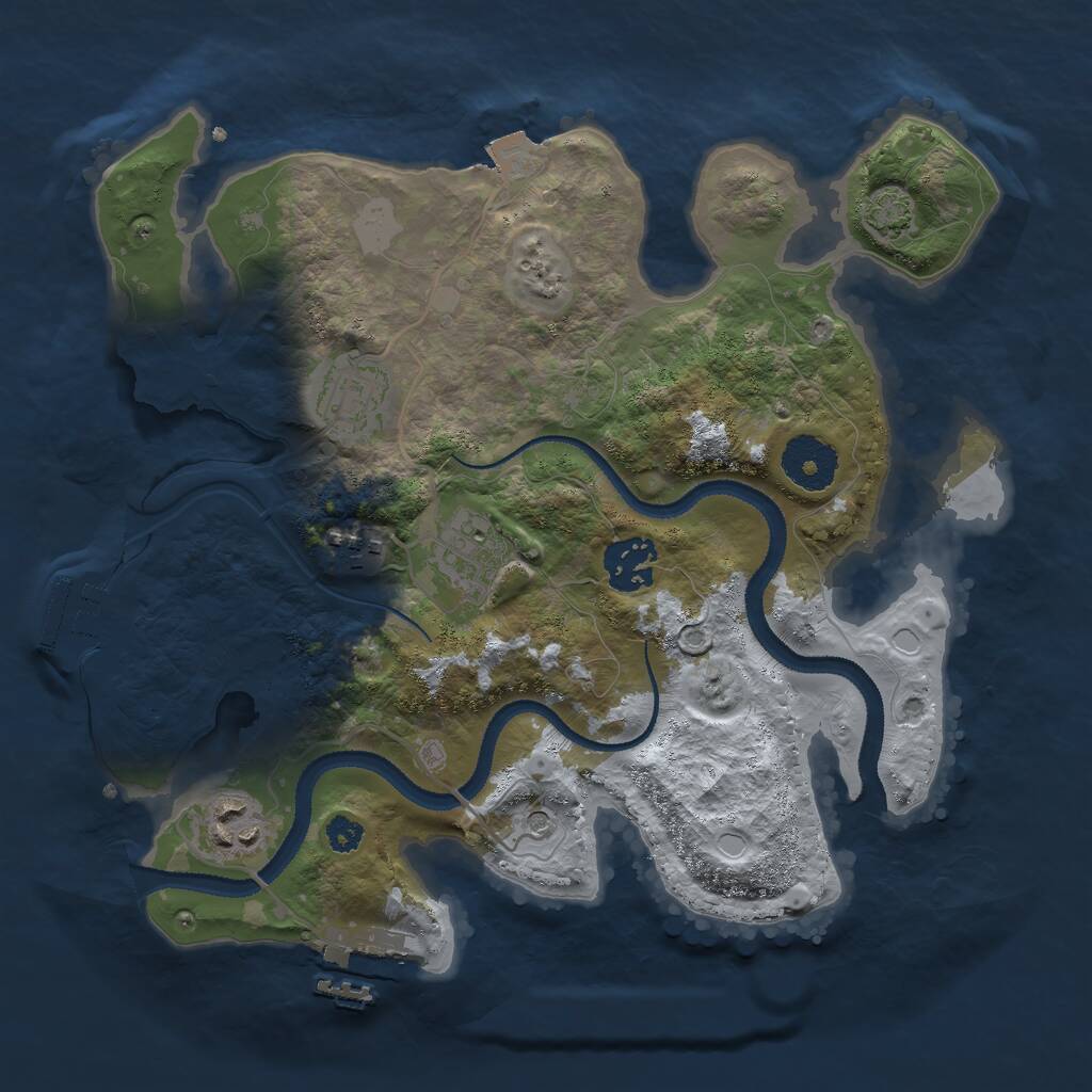 Rust Map: Procedural Map, Size: 3000, Seed: 18686, 10 Monuments