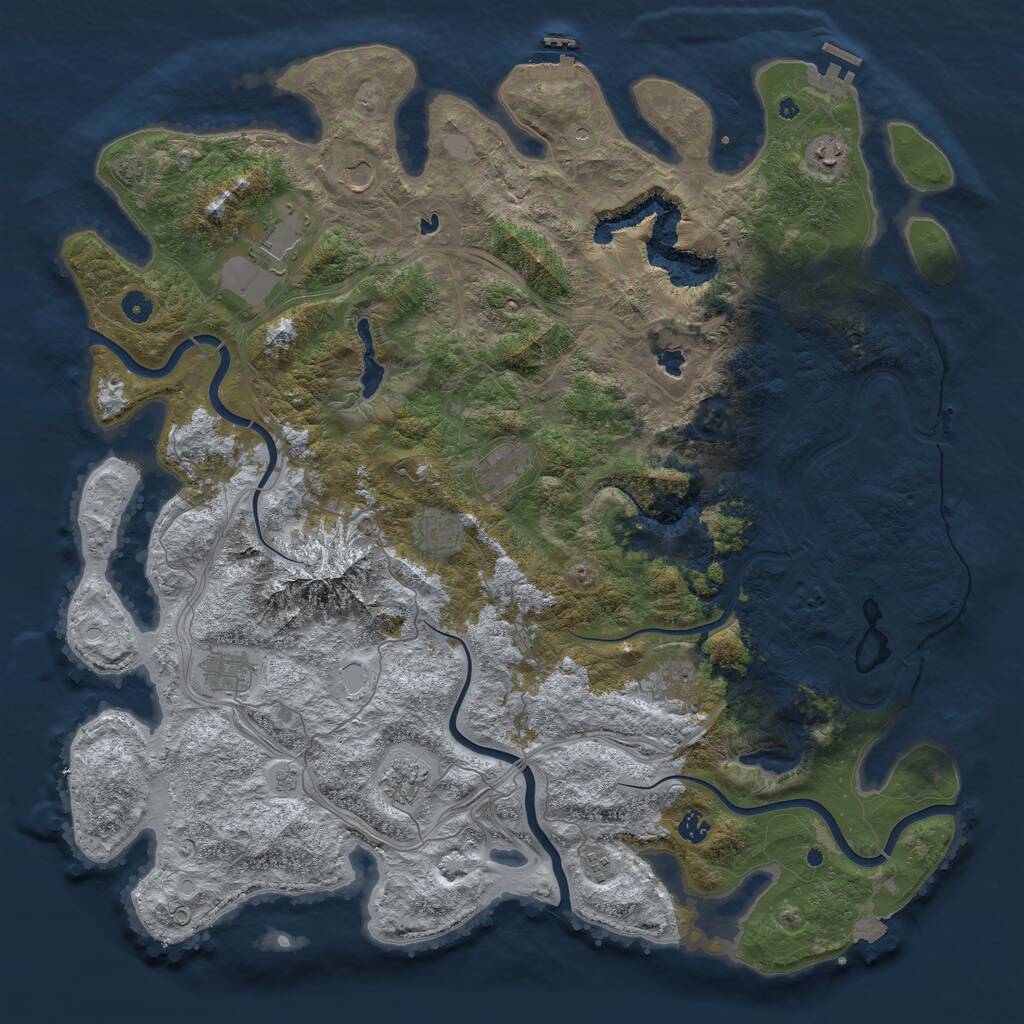 Rust Map: Procedural Map, Size: 5000, Seed: 1205195469, 16 Monuments