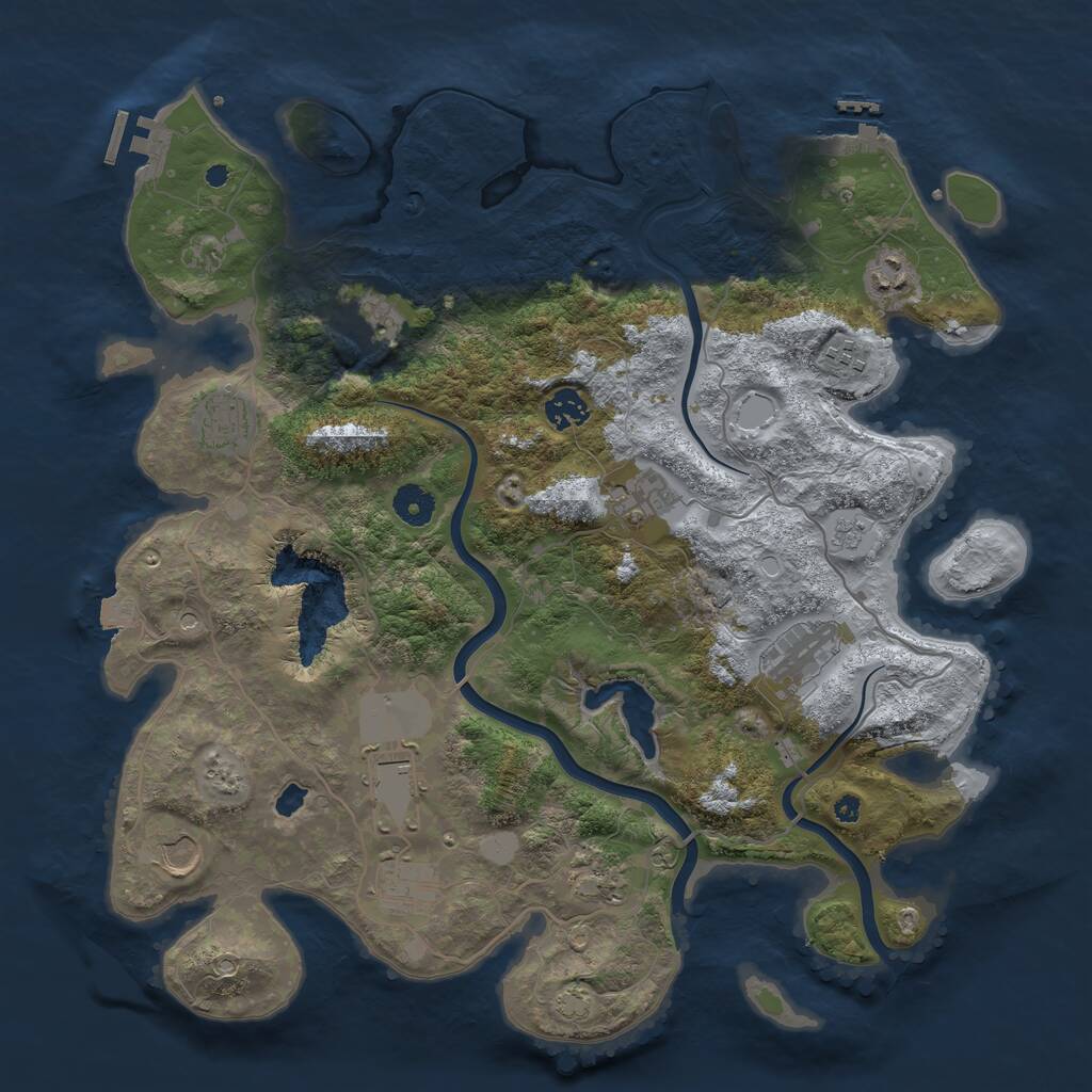 Rust Map: Procedural Map, Size: 4000, Seed: 1823732235, 17 Monuments