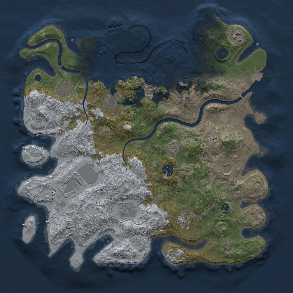 Rust Map: Procedural Map, Size: 3850, Seed: 82546032, 15 Monuments