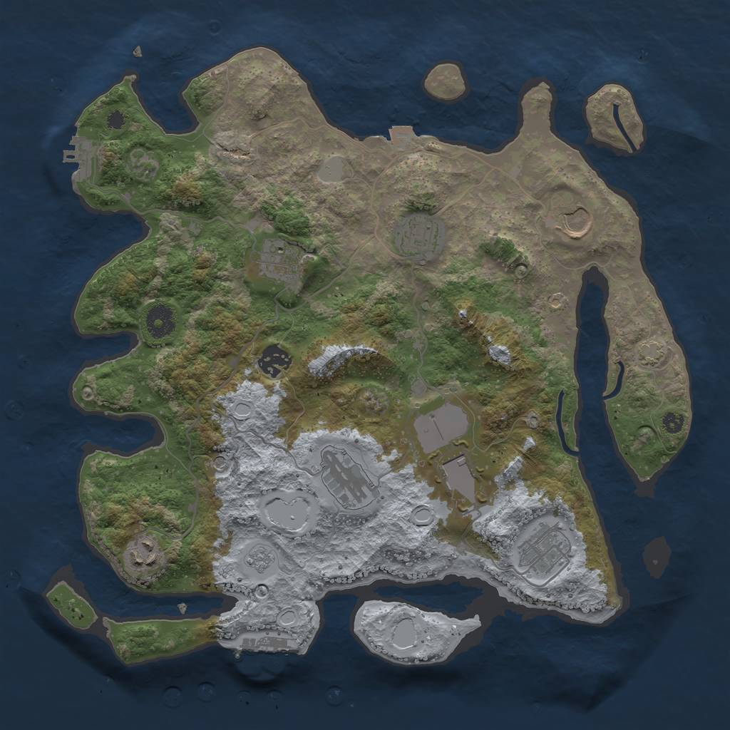 Rust Map: Procedural Map, Size: 3550, Seed: 95569911, 16 Monuments