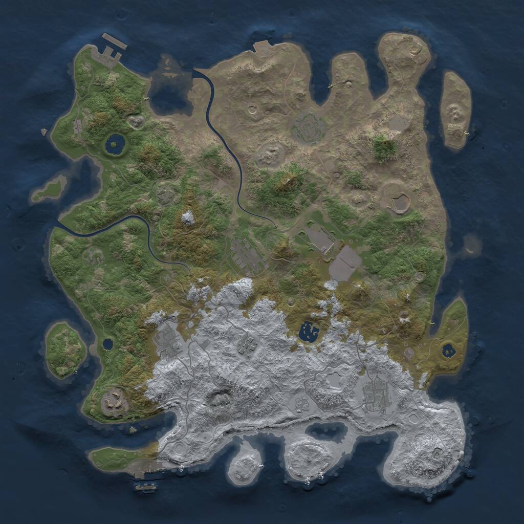 Rust Map: Procedural Map, Size: 3950, Seed: 16321511, 15 Monuments