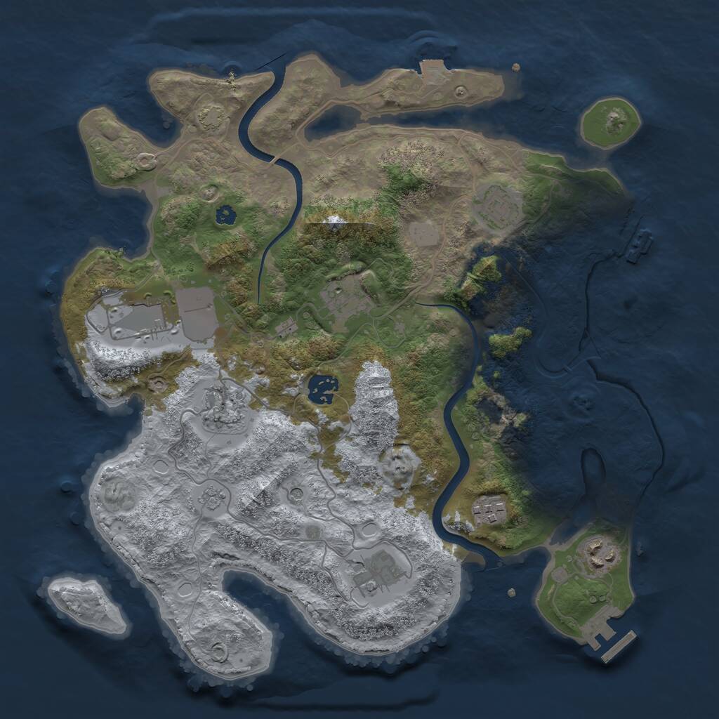 Rust Map: Procedural Map, Size: 3500, Seed: 973521186, 14 Monuments