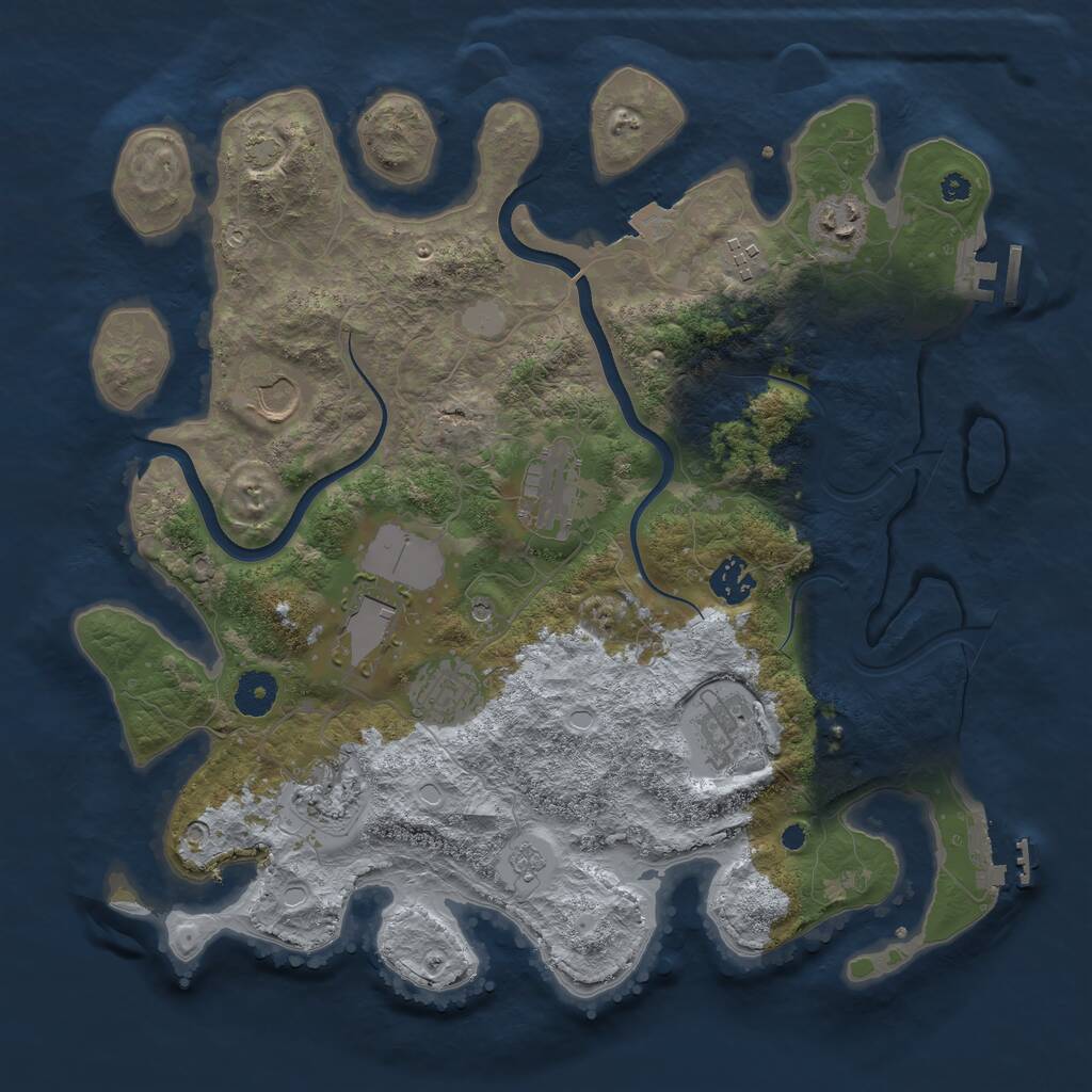 Rust Map: Procedural Map, Size: 3700, Seed: 1146277919, 15 Monuments