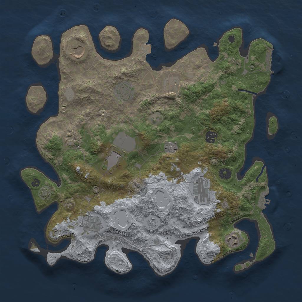 Rust Map: Procedural Map, Size: 3700, Seed: 1146277919, 18 Monuments