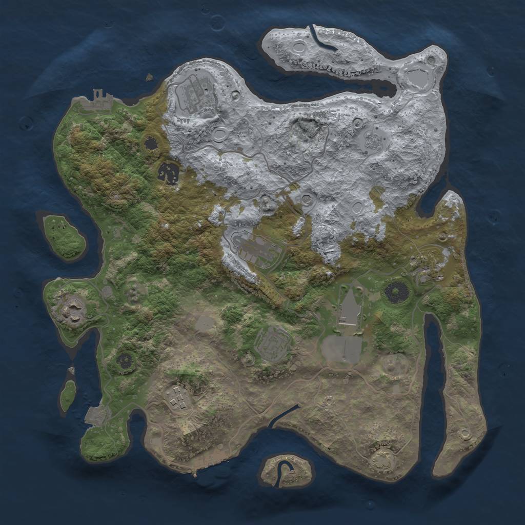 Rust Map: Procedural Map, Size: 3500, Seed: 393909623, 16 Monuments