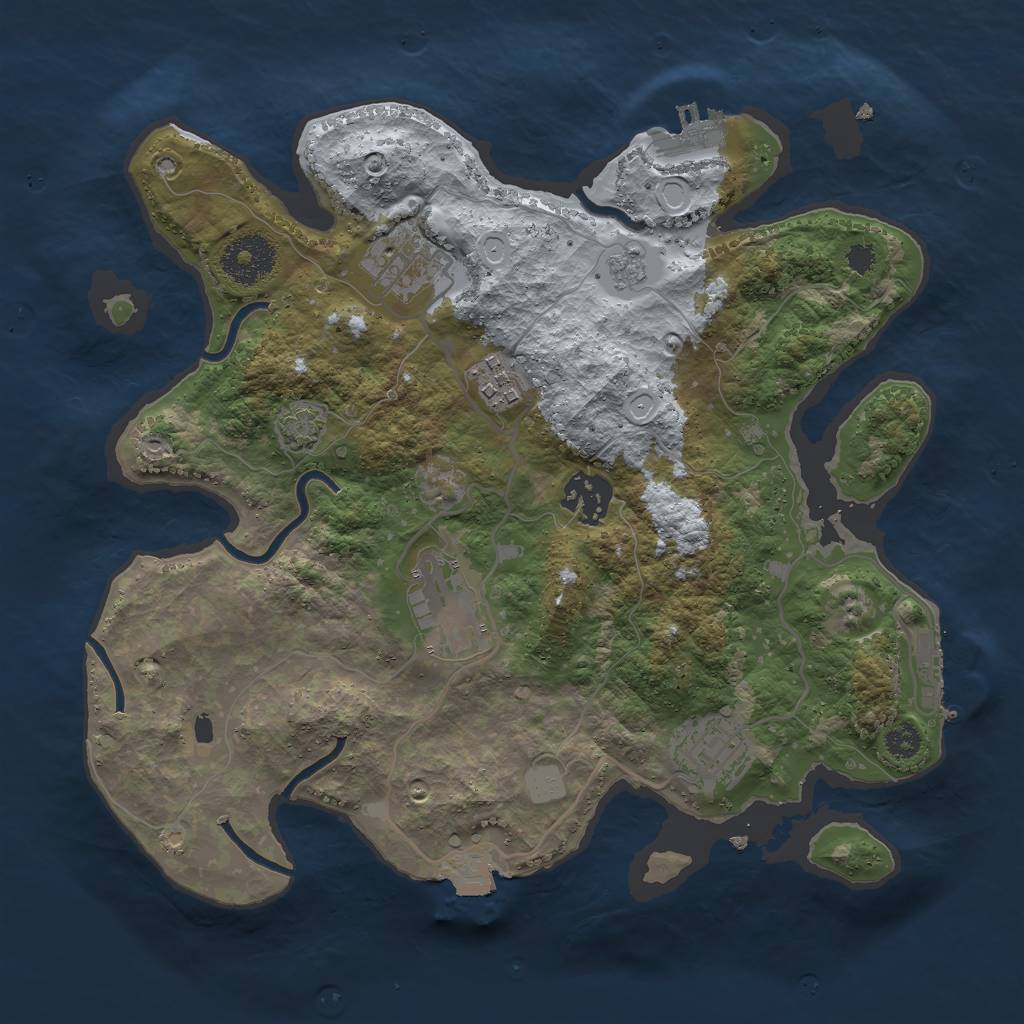 Rust Map: Procedural Map, Size: 3000, Seed: 12574, 12 Monuments