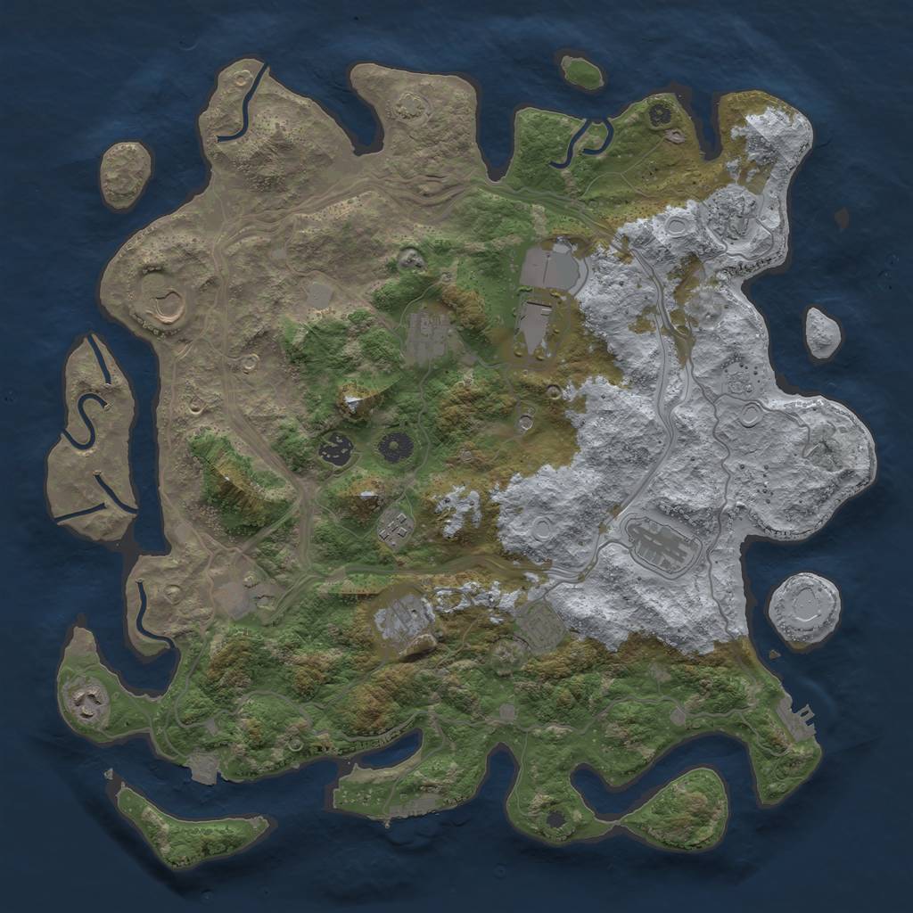 Rust Map: Procedural Map, Size: 4250, Seed: 1181217618, 19 Monuments