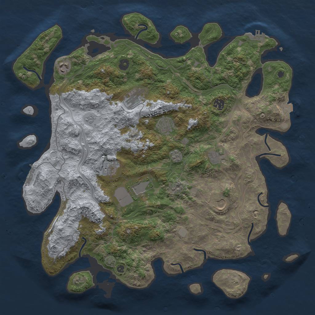 Rust Map: Procedural Map, Size: 4250, Seed: 1402618243, 16 Monuments