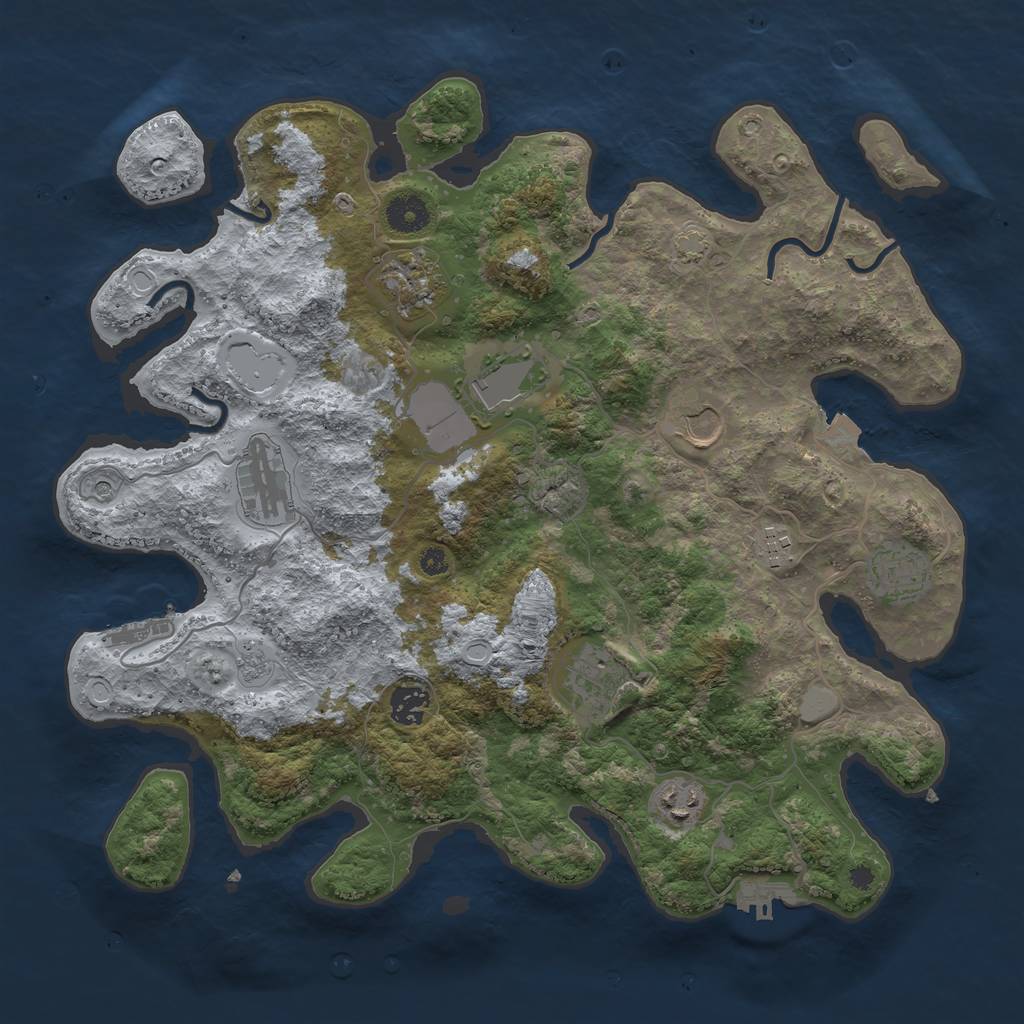 Rust Map: Procedural Map, Size: 3800, Seed: 895623196, 17 Monuments