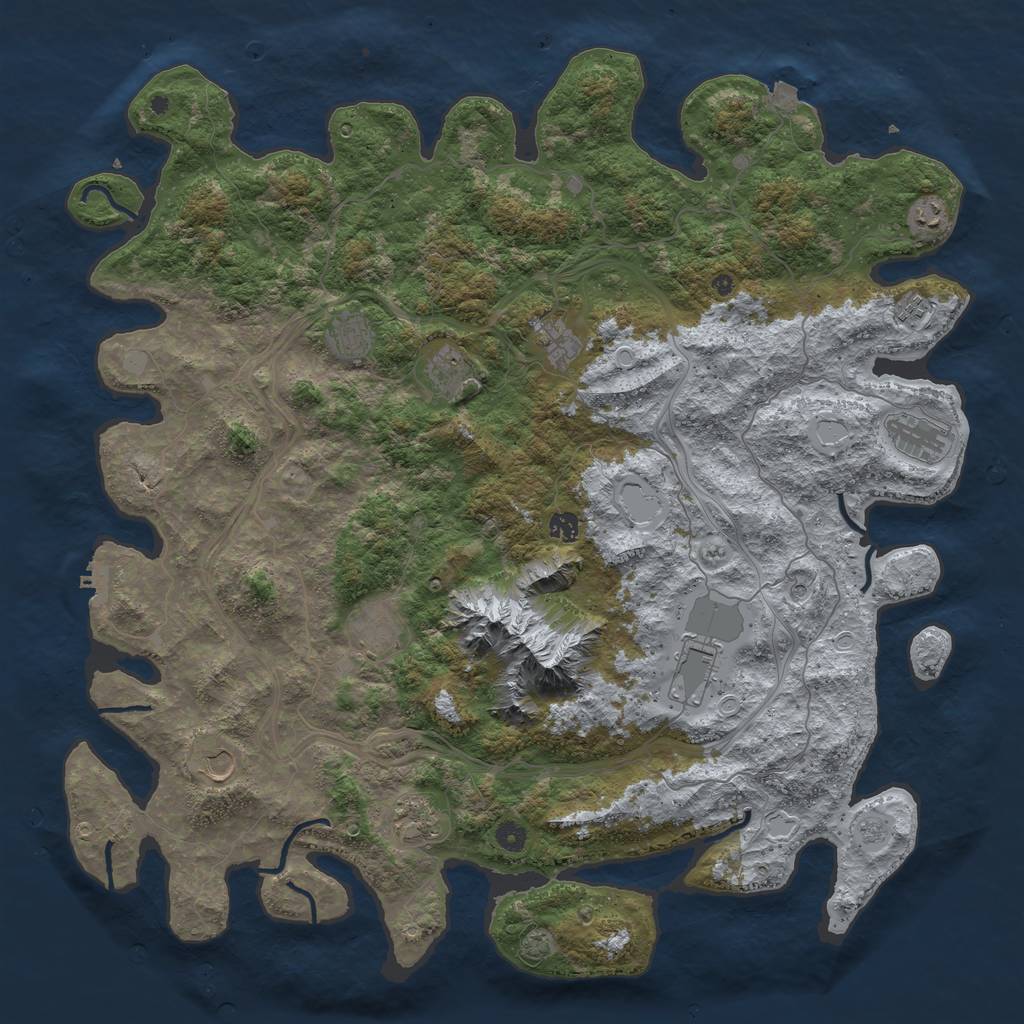Rust Map: Procedural Map, Size: 5000, Seed: 9272000, 18 Monuments