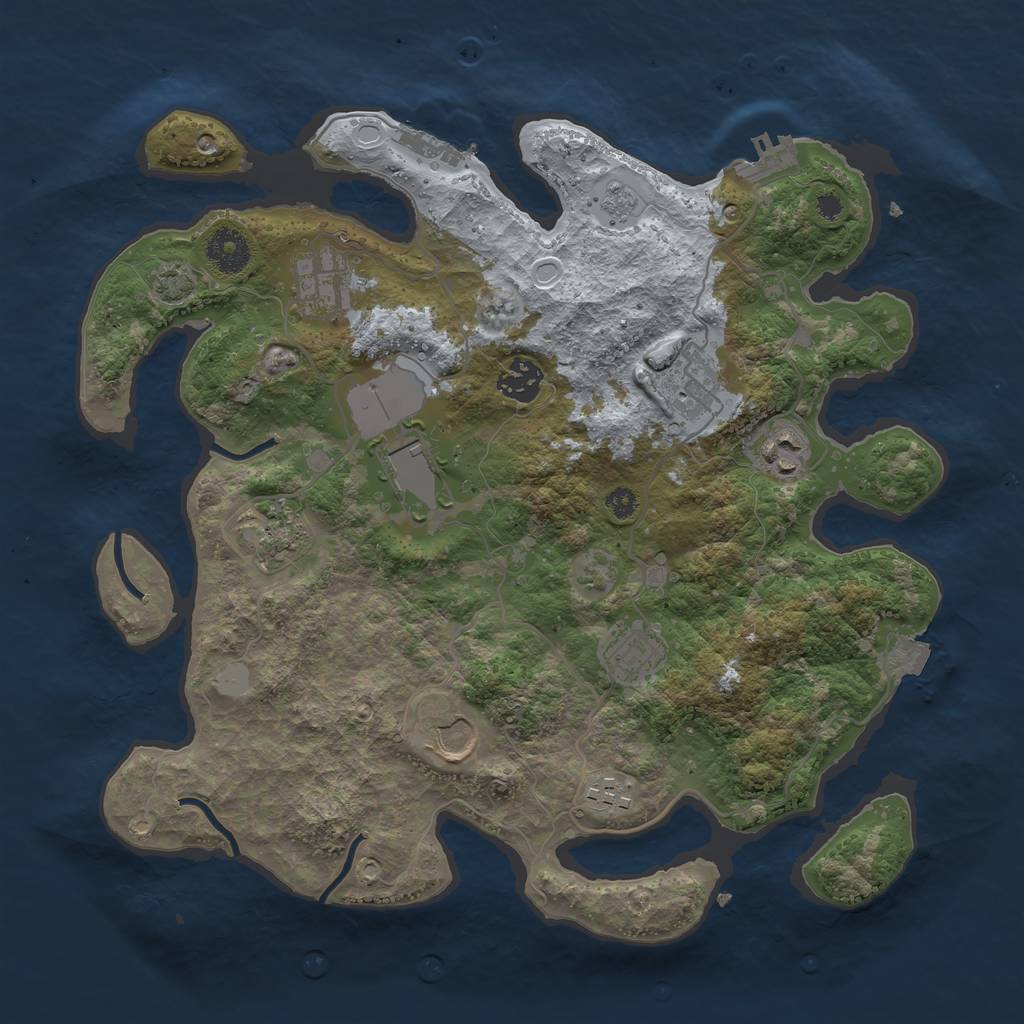 Rust Map: Procedural Map, Size: 3500, Seed: 210823868, 16 Monuments