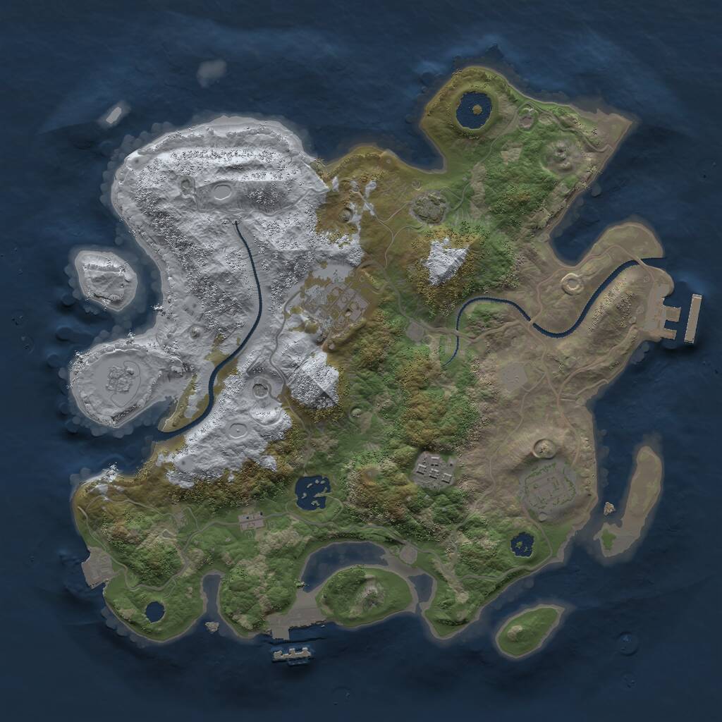 Rust Map: Procedural Map, Size: 3000, Seed: 24836, 10 Monuments