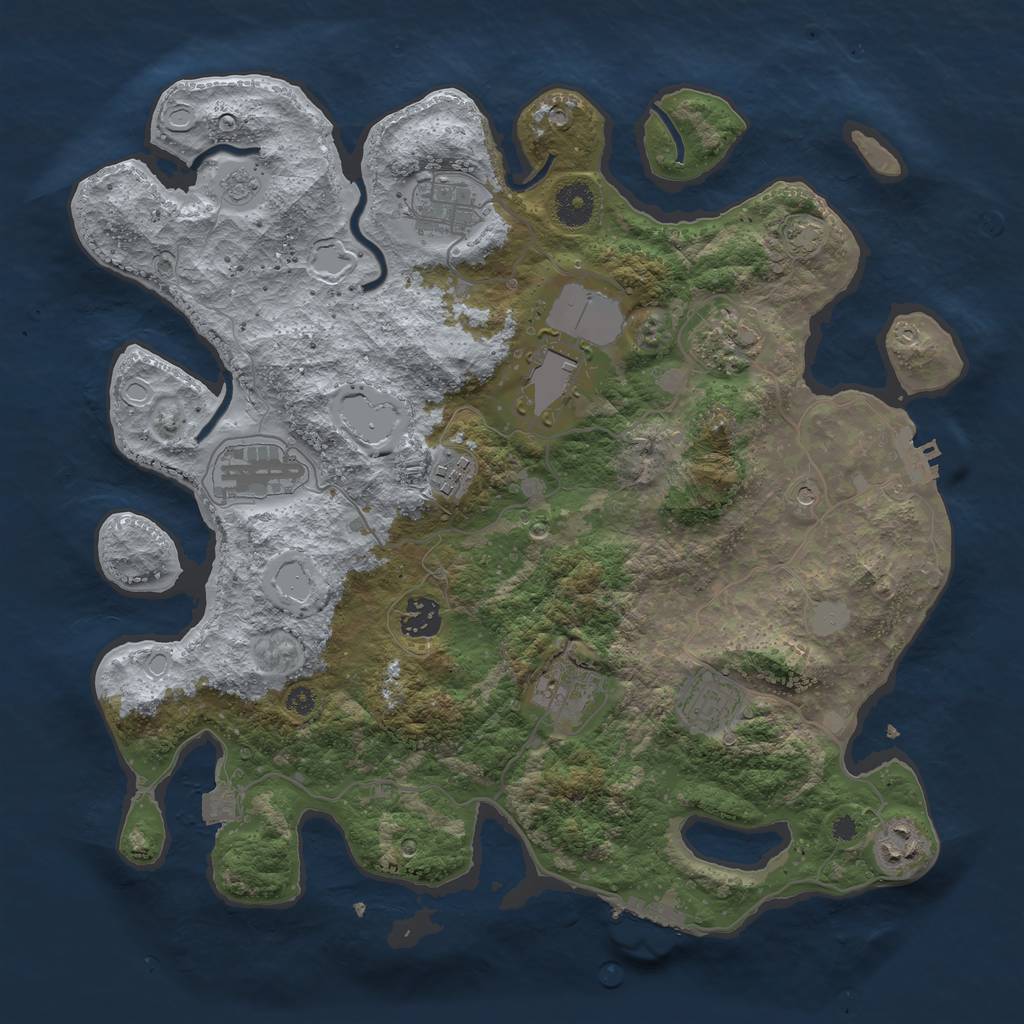 Rust Map: Procedural Map, Size: 3700, Seed: 1954, 17 Monuments