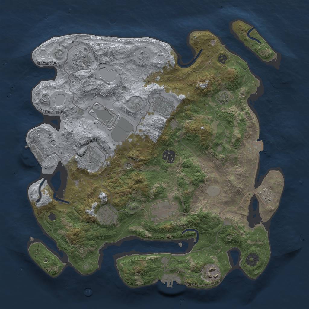 Rust Map: Procedural Map, Size: 3500, Seed: 346735994, 17 Monuments