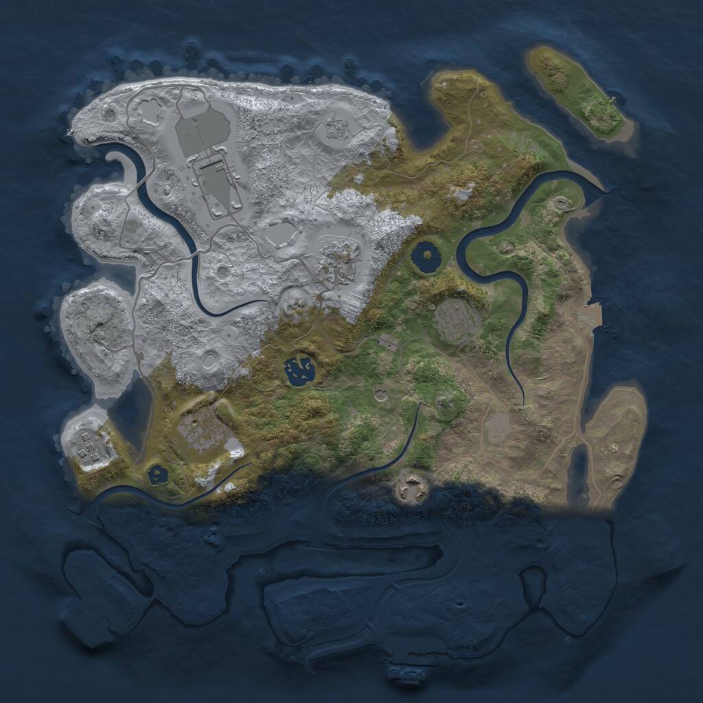 Rust Map: Procedural Map, Size: 3500, Seed: 346735994, 12 Monuments
