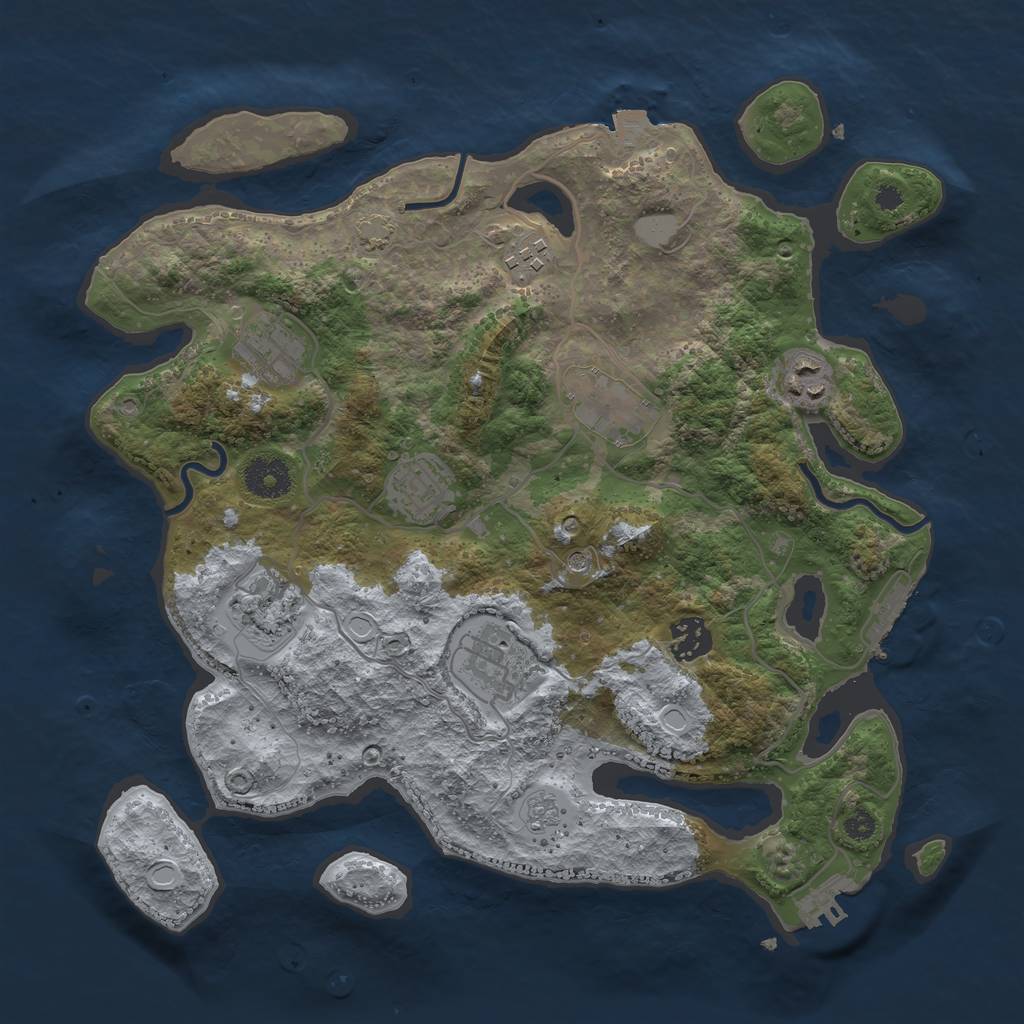 Rust Map: Procedural Map, Size: 3450, Seed: 54509218, 16 Monuments