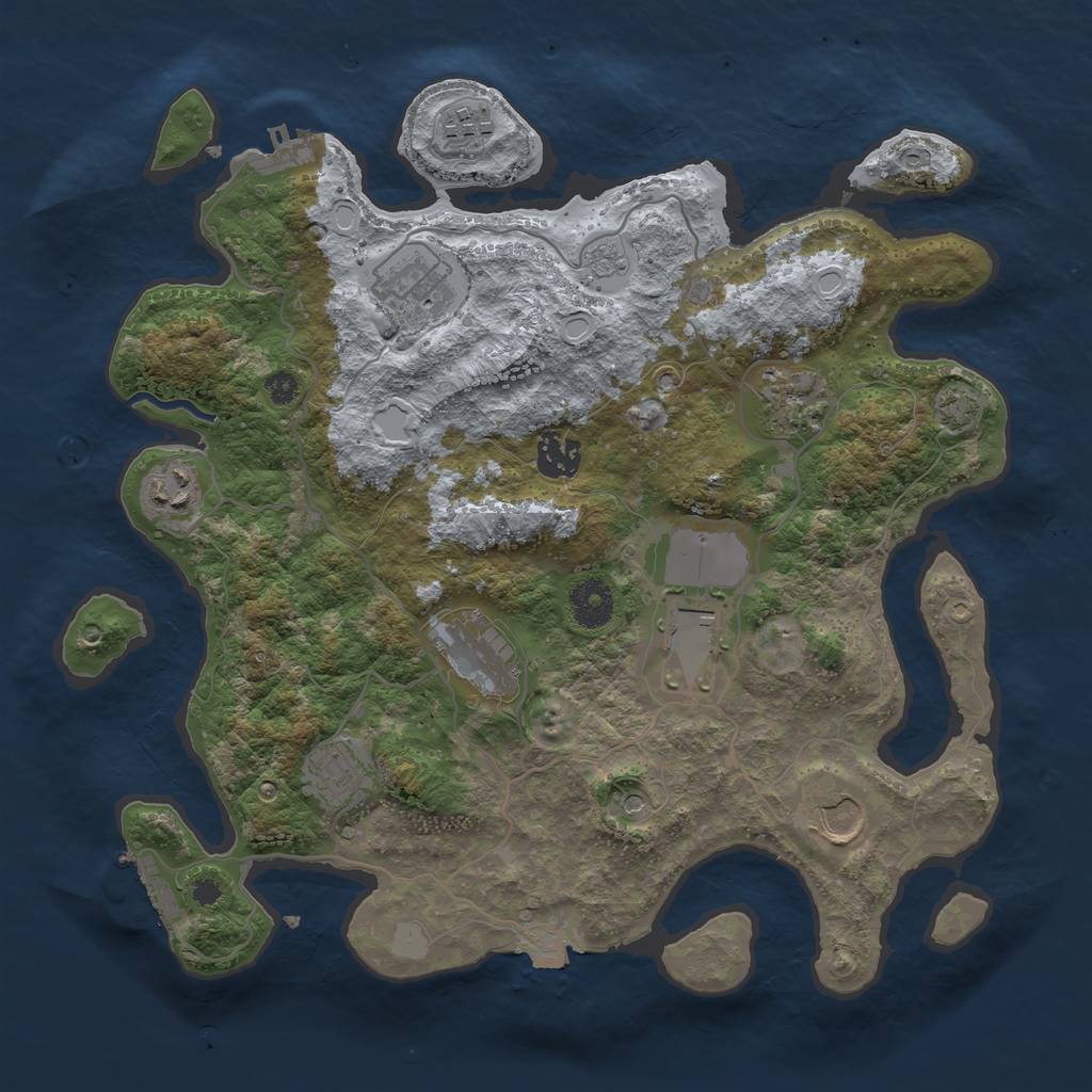 Rust Map: Procedural Map, Size: 3500, Seed: 2071754586, 17 Monuments