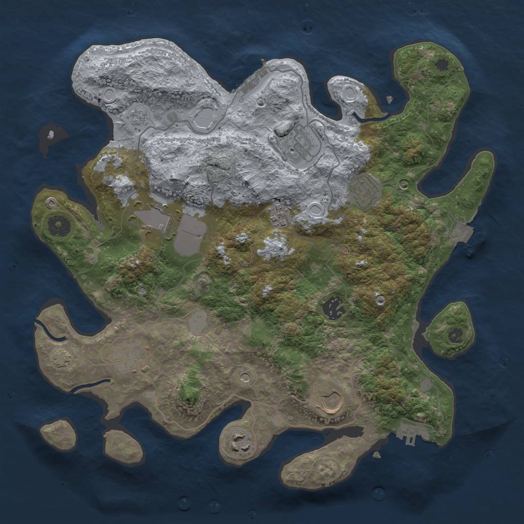 Rust Map: Procedural Map, Size: 3500, Seed: 261983888, 16 Monuments