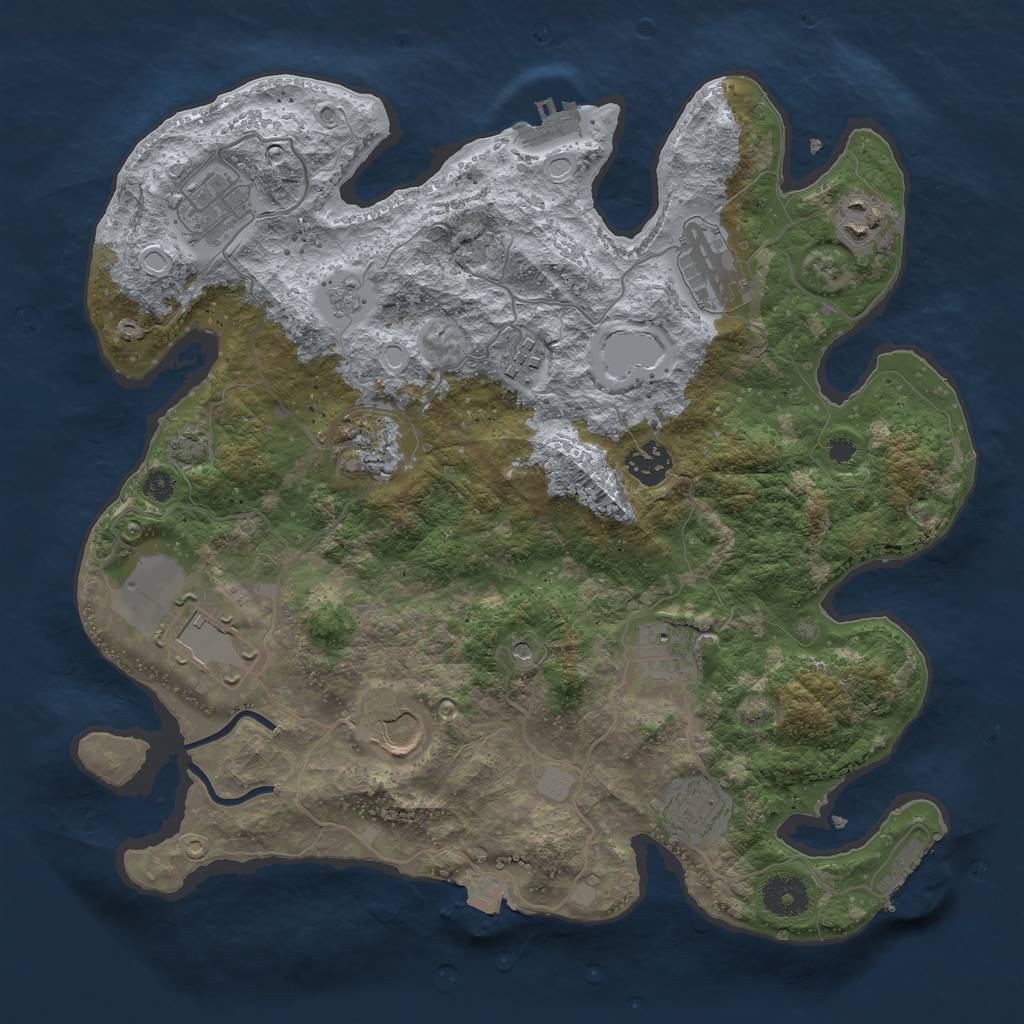 Rust Map: Procedural Map, Size: 3500, Seed: 165602150, 18 Monuments