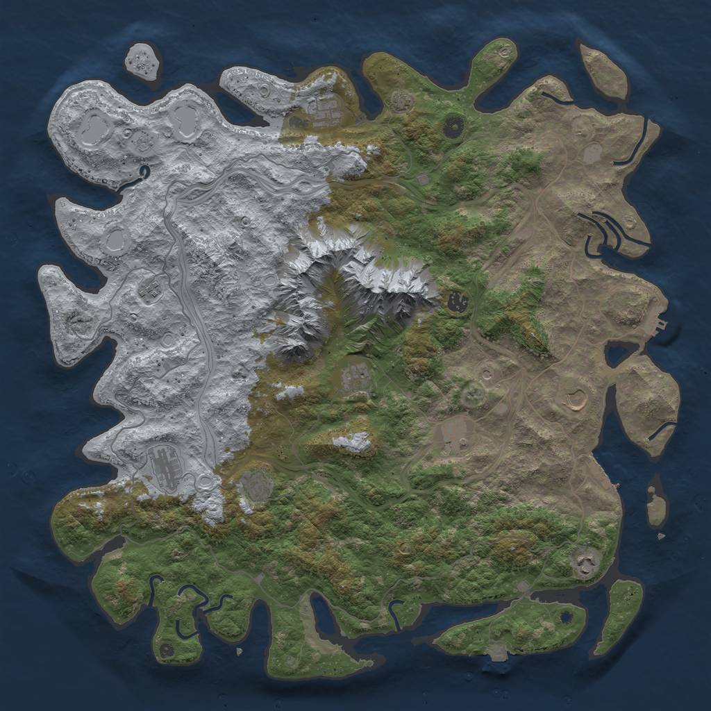 Rust Map: Procedural Map, Size: 5000, Seed: 814720421, 17 Monuments
