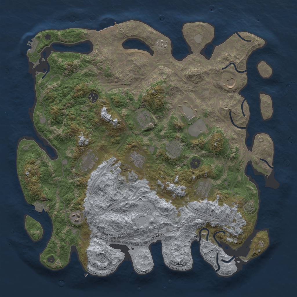 Rust Map: Procedural Map, Size: 4300, Seed: 74810386, 18 Monuments