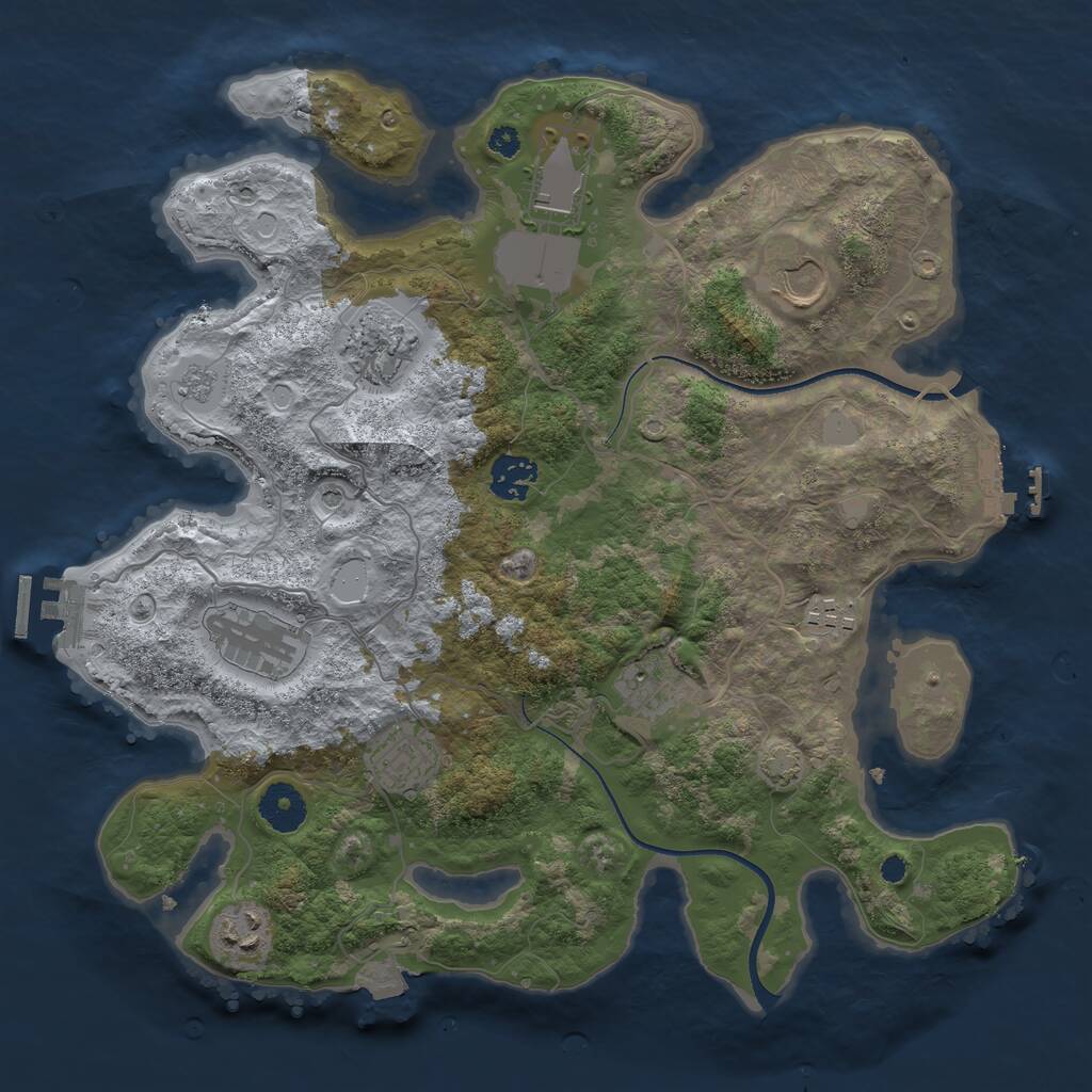 Rust Map: Procedural Map, Size: 3500, Seed: 3876538, 15 Monuments