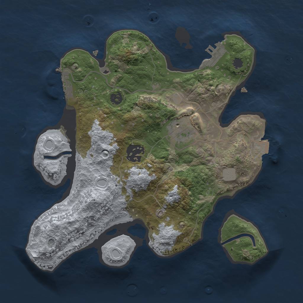 Rust Map: Procedural Map, Size: 2500, Seed: 352177425, 7 Monuments