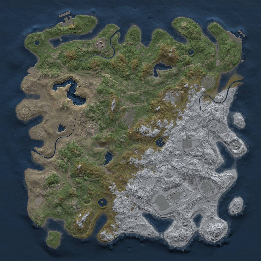 Rust Map: Procedural Map, Size: 4500, Seed: 1445419096, 16 Monuments