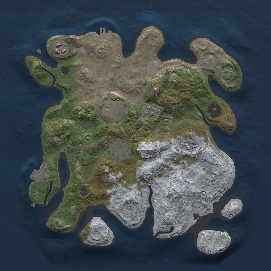 Rust Map: Procedural Map, Size: 3000, Seed: 1268871531, 12 Monuments