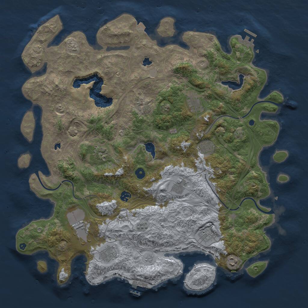 Rust Map: Procedural Map, Size: 4500, Seed: 1418570727, 16 Monuments