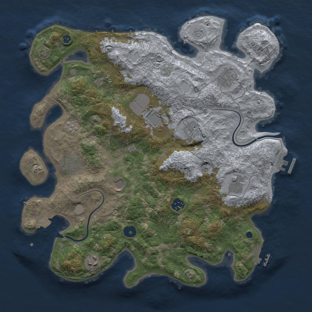 Rust Map: Procedural Map, Size: 3850, Seed: 100444575, 16 Monuments