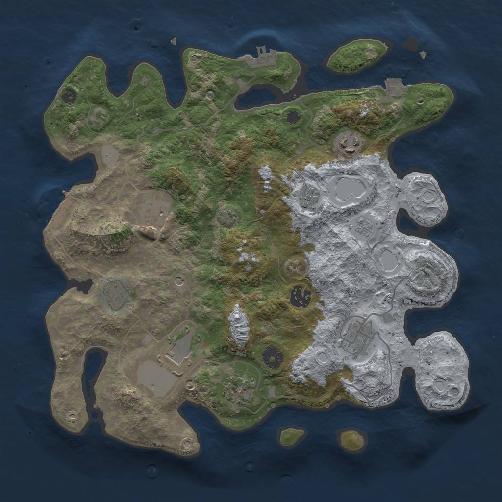 Rust Map: Procedural Map, Size: 3500, Seed: 156547, 16 Monuments
