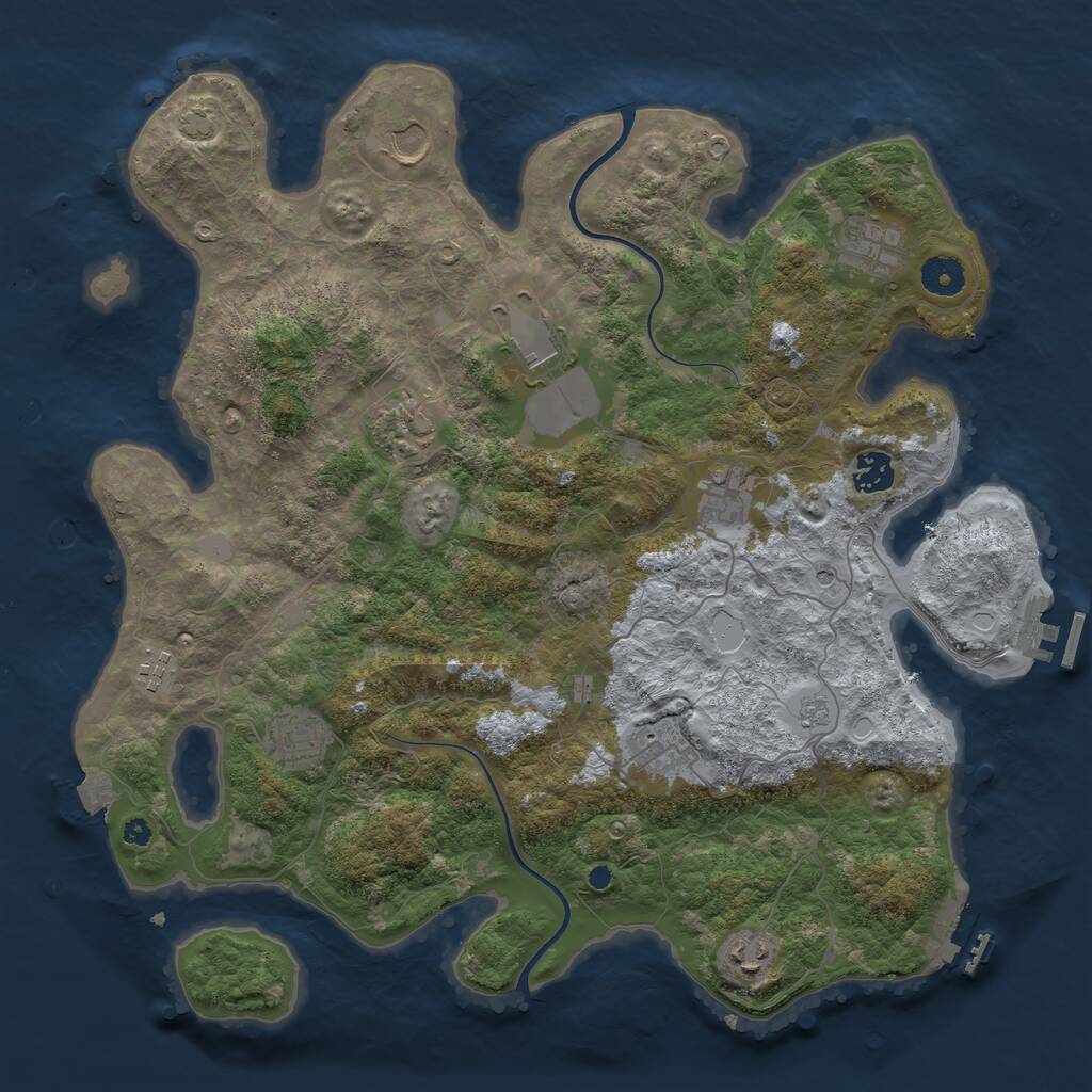 Rust Map: Procedural Map, Size: 3900, Seed: 49099411, 16 Monuments