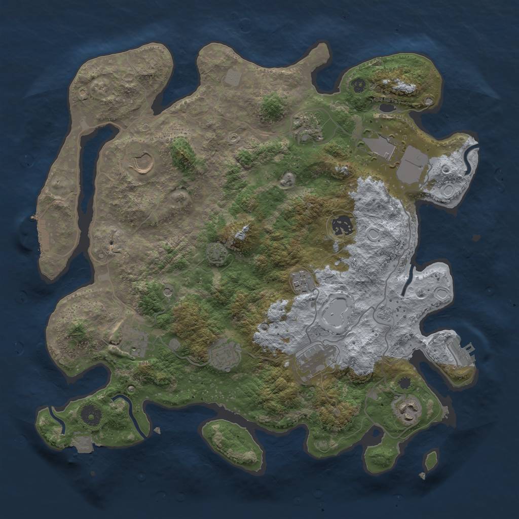 Rust Map: Procedural Map, Size: 3750, Seed: 92759043, 17 Monuments