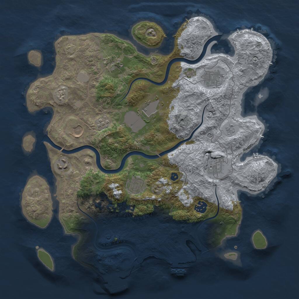 Rust Map: Procedural Map, Size: 3700, Seed: 70896413, 15 Monuments