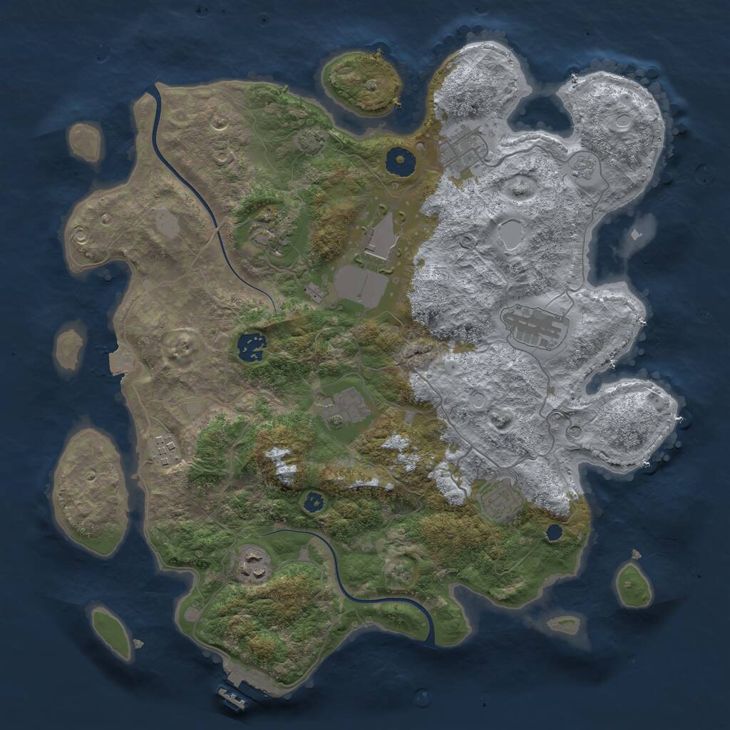 Rust Map: Procedural Map, Size: 3700, Seed: 70896413, 14 Monuments