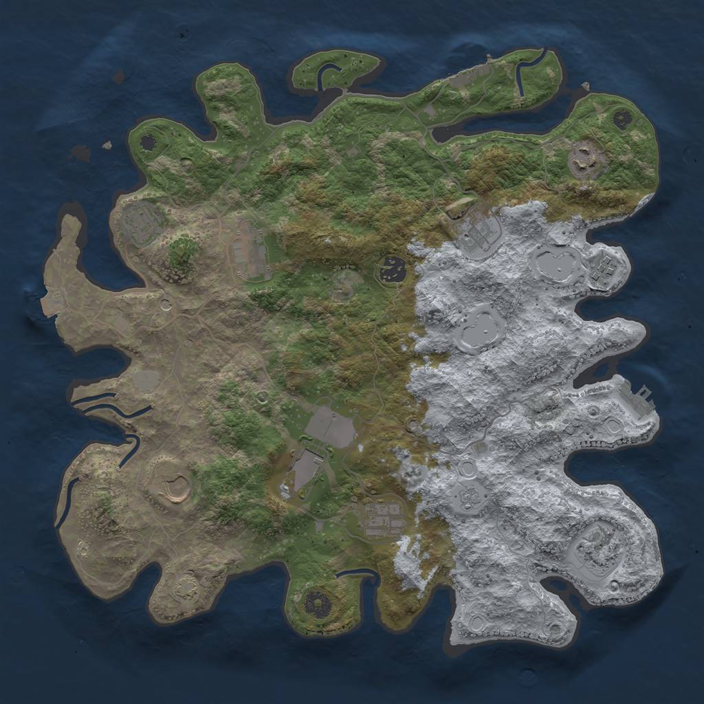 Rust Map: Procedural Map, Size: 3900, Seed: 91701144, 18 Monuments