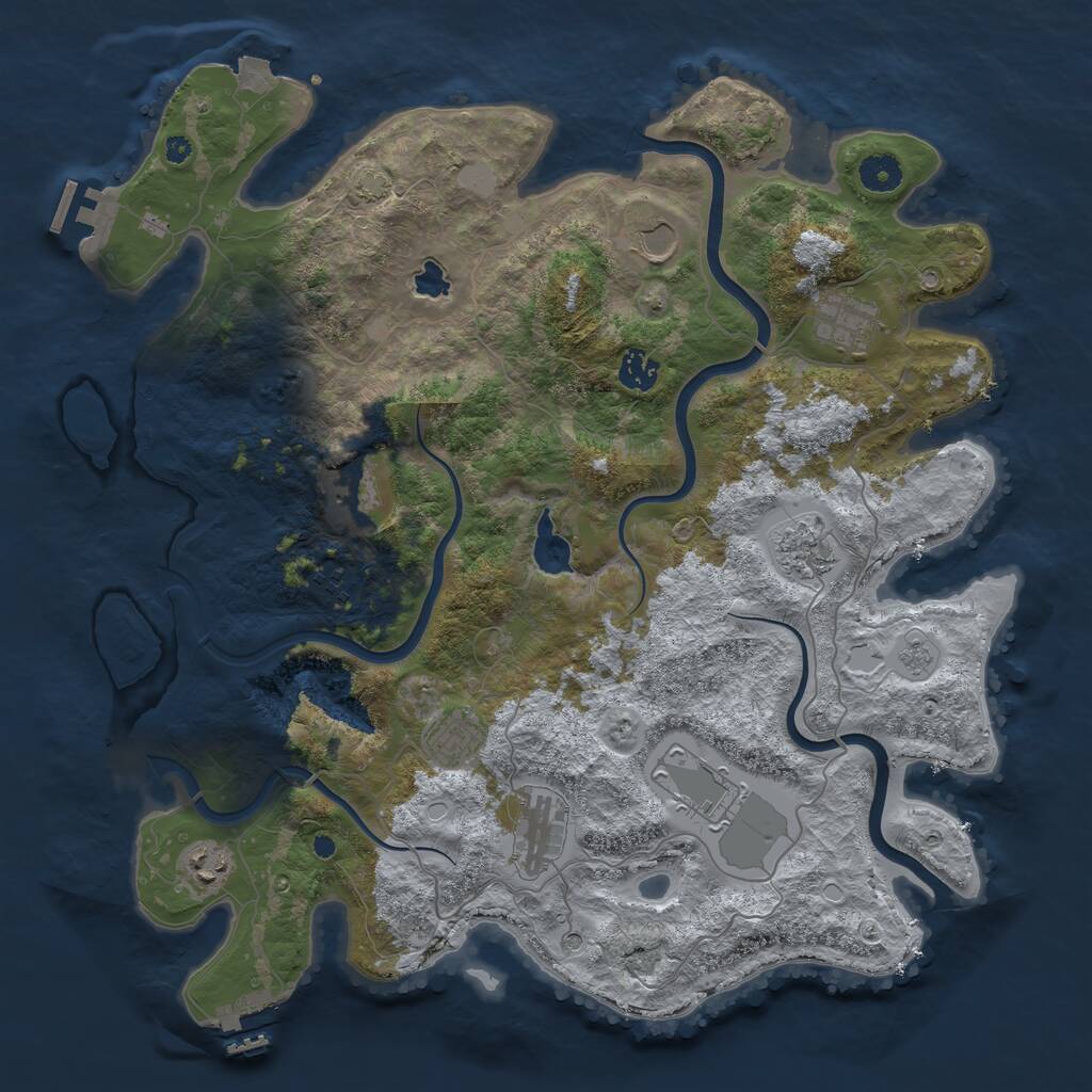 Rust Map: Procedural Map, Size: 4050, Seed: 1197676804, 16 Monuments
