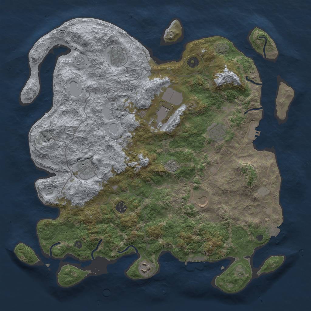 Rust Map: Procedural Map, Size: 4096, Seed: 1159630256, 17 Monuments